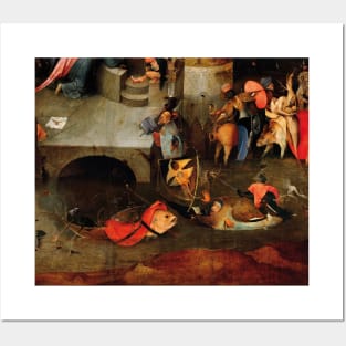 WEIRD FISH BOATS ,FISHERS IN THE DARK WATERS from Triptych of the Temptation of St. Anthony by Hieronymus Bosch Posters and Art